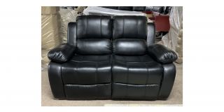 Valencia Black Regular Bonded Leather Sofa Manual Recliner Ex-Display Showroom Model 49349