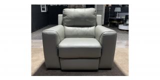 Lucca Grey Leather Armchair Electric Recliner Sisi Italia Semi-Aniline With Wooden Legs - Few Scuffs - Thread Damage On Seat (see images) High Street Furniture Store Cancellation 49367 Erdington