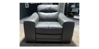 Venezia Grey Leather Armchair Sisi Italia Semi-Aniline With Wooden Legs - Few Scuffs (see images) Ex-Display Showroom Model 49369 Erdington