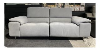 Blossom Grey Newtrend Aqua Clean Fabric 3 Seater Electric Sofa And Static Armchair With Adjustable Headrests And Chrome Legs