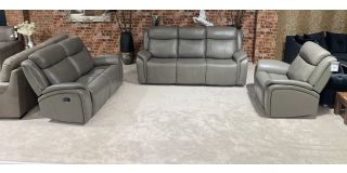 Marco Grey Leather 3 + 2 + 1 Manual Recliner Sofa Set