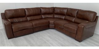 Lucca Brown 3C2 Leather Corner Sofa With Electric Left Seat And Static Right Seat Sisi Italia Semi-Aniline With Wooden Legs High Street Furniture Store Cancellation 49446