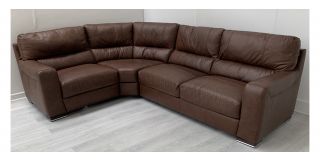 Lucca Brown 1C3 LHF Leather Corner Sofa Sisi Italia Semi-Aniline With Wooden Legs High Street Furniture Store Cancellation 49466
