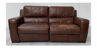Lucca Brown Large Leather Sofa Electric Recliner Sisi Italia Semi-Aniline With Wooden Legs - Peeled Leather On Seat And Few Scuffs (see images) High Street Furniture Store Cancellation 49481