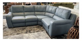 Lucca Light Blue RHF Double Electric Leather Corner Sofa Sisi Italia Semi-Aniline With Wooden Legs - Few Scuffs (see images) High Street Furniture Store Cancellation 49516