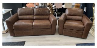 Amalfi Brown Leather 2 + 1 Sofa Set Sisi Italia Semi-Aniline Ex-Display Showroom Model 49521