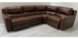 Lucca Brown RHF 4C1 Double Electric Corner Sofa Sisi Italia Semi-Aniline With Wooden Legs - Few Scuffs And Marks - Dented Mid Section Back Panel (see images) High Street Furniture Store Cancellation 49558