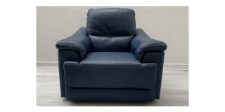 Taranto Blue Leather Armchair Electric Recliner Sisi Italia Semi-Aniline Ex-Display Showroom Model 49560