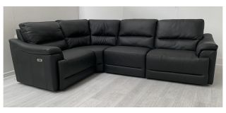 Taranto Black LHF Double Electric Corner Sofa Sisi Italia Semi-Aniline Ex-Display Showroom Model 49562