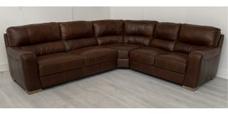 Lucca Brown 3C2 Leather Corner Sofa Sisi Italia Semi-Aniline With Wooden Legs - Few Scuffs (see images) High Street Furniture Store Cancellation 49577