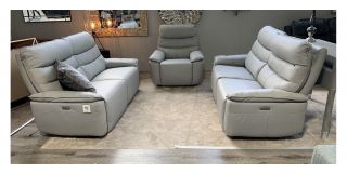 Kadiz Grey Leather 3 + 2 + 1 Electric Recliner Sofa Set With USB 49579