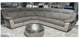 Avanti Grey 2C3 Plush Velvet Fabric Corner Sofa Electric Recliner With USB 49581
