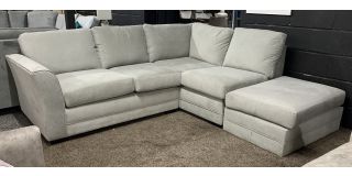 Florida Cream RHF Fabric Corner Sofa With Footstool Ex-Display Showroom Model 49585