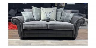 Darwin Grey Large Fabric Sofa With Scatter Back And Wooden Legs Ex-Display Showroom Model 49593