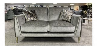 Grey Regular Fabric Sofa With Scatter Cushions And Gold Trim And Legs Ex-Display Showroom Model 49608