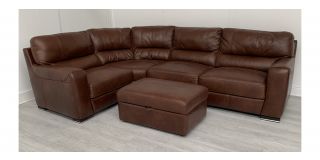 Lucca Brown 1C3 Leather Corner Sisi Italia Semi-Aniline With Wooden Legs + Storage Footstool(w90cm d60 h40) Thread Damage On Footstool High Street Furniture Store Cancellation 49614