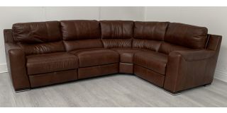 Lucca Brown 3C1 Leather Corner Sofa Double Electric Recliner Sisi Italia Semi-Aniline With Wooden Legs High Street Furniture Store Cancellation 49616