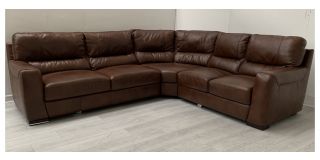 Lucca Brown Leather 3C2 Corner Sofa Sisi Italia Semi-Aniline With Wooden Legs High Street Furniture Store Cancellation 49619