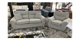 Grey Fabric 3 + 1 Sofa Set With Light Wooden Legs And Round Arms Ex-Display Showroom Model 49626
