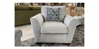 Atlantis Light Grey Fabric Armchair With Wooden Legs And Scatter Cushion Ex-Display Showroom Model 49627