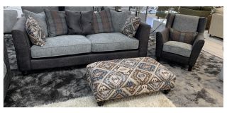 Morgan Fabric 4 Seater Scatter Back + Chair + Footstool With Wooden Legs - Other Combinations And Fabrics Available