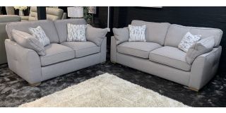 Lorna Grey Fabric 3 + 2 Sofa Set With Light Wooden Legs And Scatter Cushions - Other Combinations And Fabrics Available
