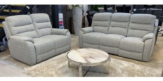 Como Grey Fabric 3 + 2 + 1 Electric Recliners Sofa Set With USB Ports Ex-Display Showroom Model 49636