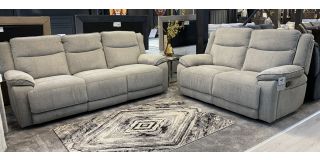 Herbert Light Grey Fabric 3 + 2 Manual Recliners Sofa Set