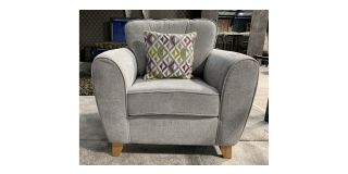 Chloe Light Grey Fabric Armchair With Wooden Legs And Scatter Cushions