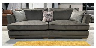 Keswick Brown 4 Seater Fabric Sofa With Light Wooden Legs And Scatter Cushions Ex-Display Showroom Model 49649