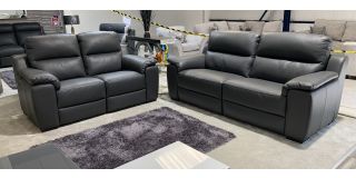 Garbo Grey New Trend Semi-Aniline Leather 3 + 2 Sofa Set With Wooden Legs