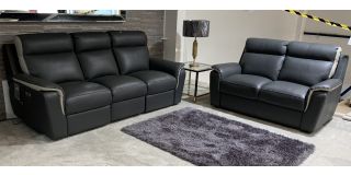 Device Grey Two-Tone New Trend Semi-Aniline Leather 3 + 2 Electric Recliners With USB Ports