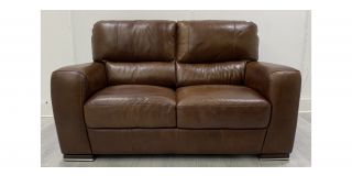 Lucca Brown Regular Leather Sofa Sisi Italia Semi-Aniline With Wooden Legs - Colour Faded (see images) High Street Furniture Store Cancellation 49668