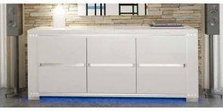 Elegance Diamond White Lux With Prestige Logo Three Door Buffet Cabinet Sideboard Assembled