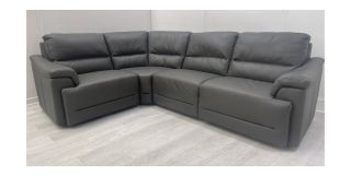 Taranto Grey LHF Leather Corner Sofa Sisi Italia Semi-Aniline Ex-Display Showroom Model 50204