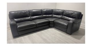 Lucca Black RHF Leather Corner Sofa Sisi Italia Semi-Aniline With Wooden Legs - Few Scuffs And Marks (see images) High Street Furniture Store Cancellation 50210