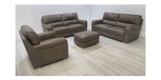Lucca Mushroom Leather 3 + 3 + 1 Footstool Sisi Italia Semi-Aniline With Wooden Legs High Street Furniture Store Cancellation 50215