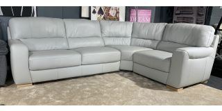 Lucca Light Grey RHF Leather Corner Sofa Sisi Italia Semi-Aniline With Wooden Legs High Street Furniture Store Cancellation 50223