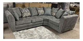 Maison Grey RHF Fabric Corner Sofa With Scatter Back And Chrome Legs Ex-Display Showroom Model 50229