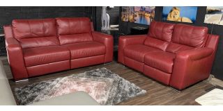Lucca Red Leather 3 + 2 Sofa Set Electric Recliner Sisi Italia Semi-Aniline With Wooden Legs High Street Furniture Store Cancellation 50230