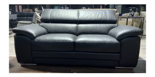 Manor Black Leather 2 + 2 Sofa Set With Contrast Stitching And Adjustable Headrests And Chrome Legs Ex-Display Showroom Model 50237