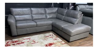 Bellini Grey RHF Leather Corner Sofa Sisi Italia Semi-Aniline Ex-Display Showroom Model 50238