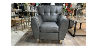 Grey Fabric Armchair With Wooden Legs Ex-Display Showroom Model 50241
