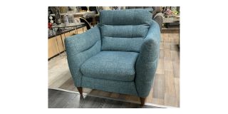 Green Fabric Armchair With Dark Wooden Legs Ex-Display Showroom Model 50242