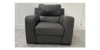 Lucca Grey Leather Armchair Electric Recliner Sisi Italia Semi-Aniline With Wooden Legs - Few Scuffs (see images) High Street Furniture Store Cancellation 50283