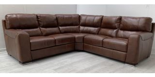 Lucca Brown 2C2 Leather Corner Sofa Sisi Italia Semi-Aniline With Wooden Legs High Street Furniture Store Cancellation 50294
