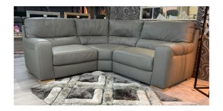 Lucca Grey 1C1 Leather Corner Sofa Sisi Italia Semi-Aniline With Wooden Legs High Street Furniture Store Cancellation 50310