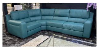 Lucca Turquoise LHF 1C3 Leather Corner With Double Electric Recliners Sisi Italia Semi-Aniline With Wooden Legs High Street Furniture Store Cancellation 50311