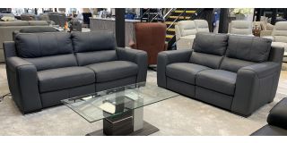 Lucca Grey Leather 3 + 2 Sofa Set Electric Recliner Sisi Italia Semi-Aniline With Wooden Legs High Street Furniture Store Cancellation 50313