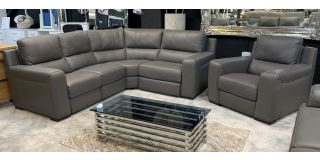 Lucca Grey RHF Electric Corner And Electric Recliner Armchair Sisi Italia Semi-Aniline With Wooden Legs High Street Furniture Store Cancellation 50315